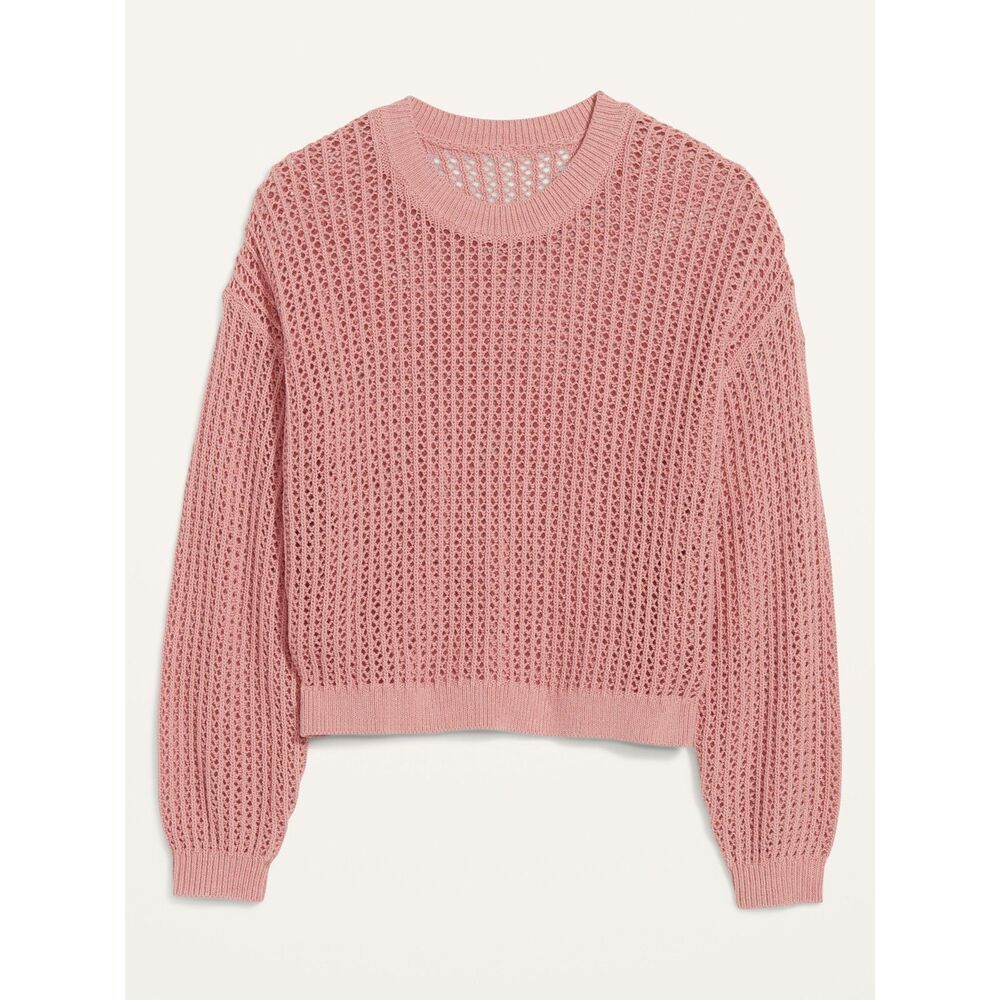 OLD NAVY Long-Sleeve Open-Knit Light Pink Sweater, NEW! Size 4X